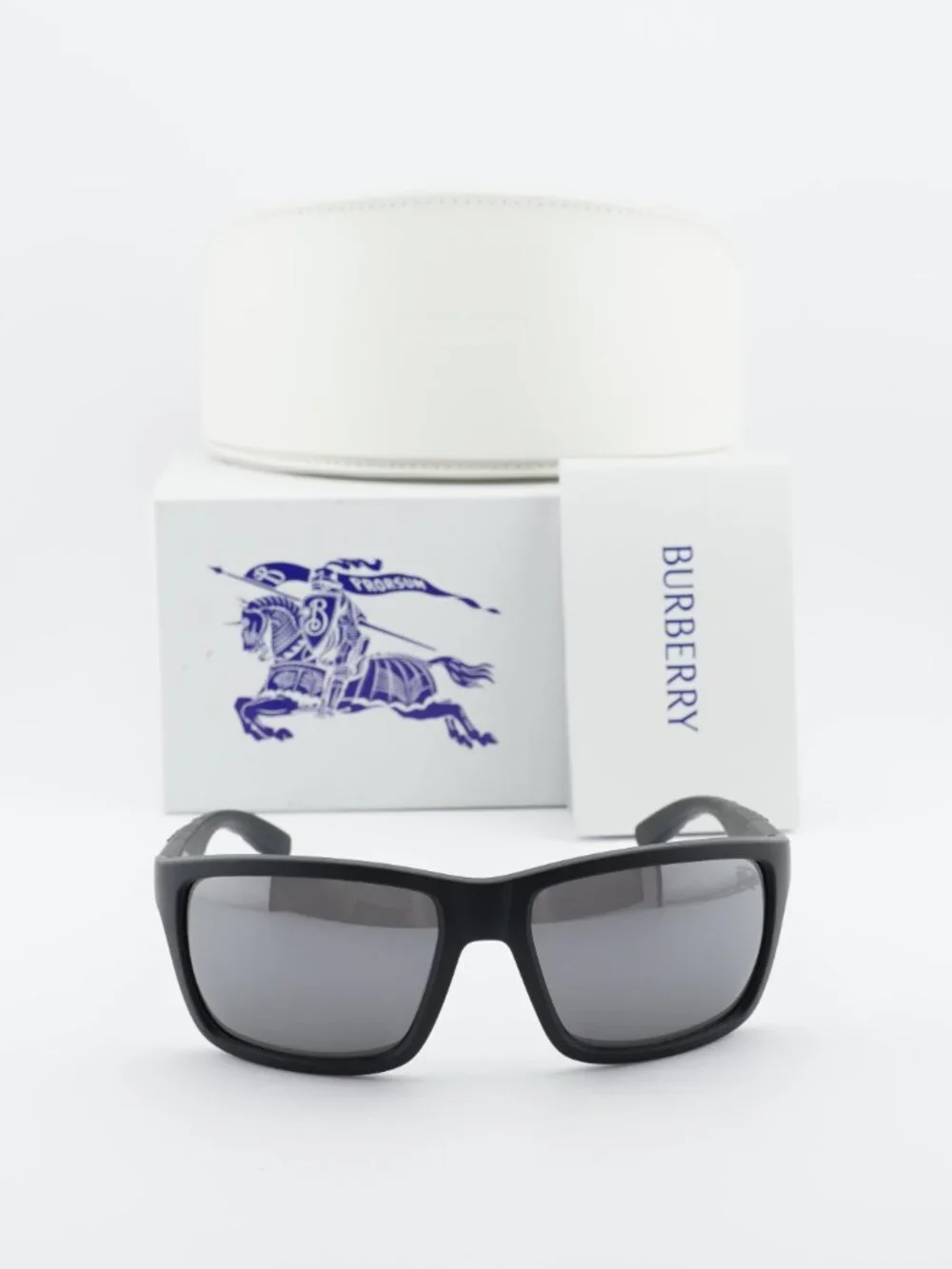 Burberry BE4483 34646G Rectangle Sunglasses - Black / Grey Mirror